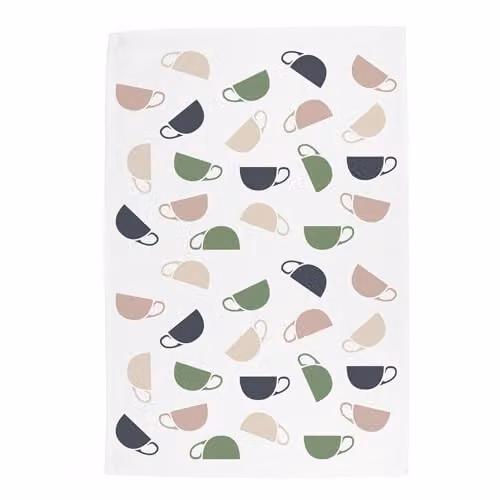 Purely Home Coffee and Tea Cups Kitchen Tea Towel in Multicolour, W: 67 cm, H: 45 cm