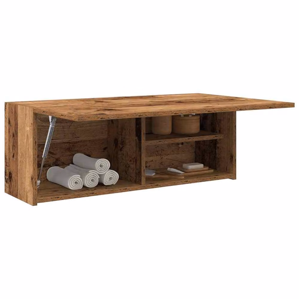 Berkfield Home Bathroom Wall Cabinet in Old Wood Brown, W: 80 cm, D: 25 cm, H: 30 cm – 3
