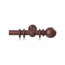New Edge Blinds Brown Wooden Pole Ball Finial Curtain Hanging Pole Set 150cm