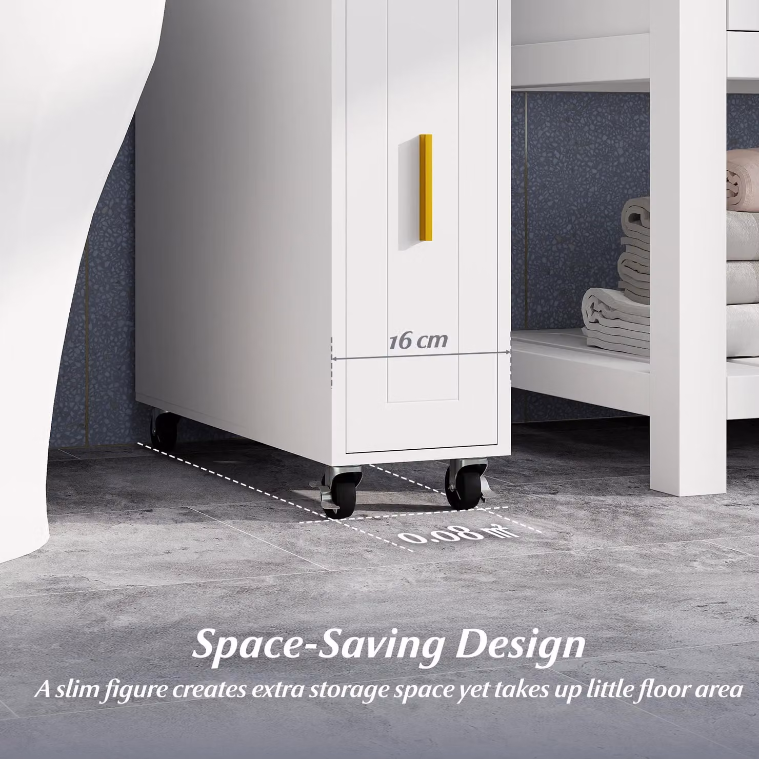 Costway Slim White Bathroom Storage Cabinet with Internal Shelves and Hinged Doors – 6