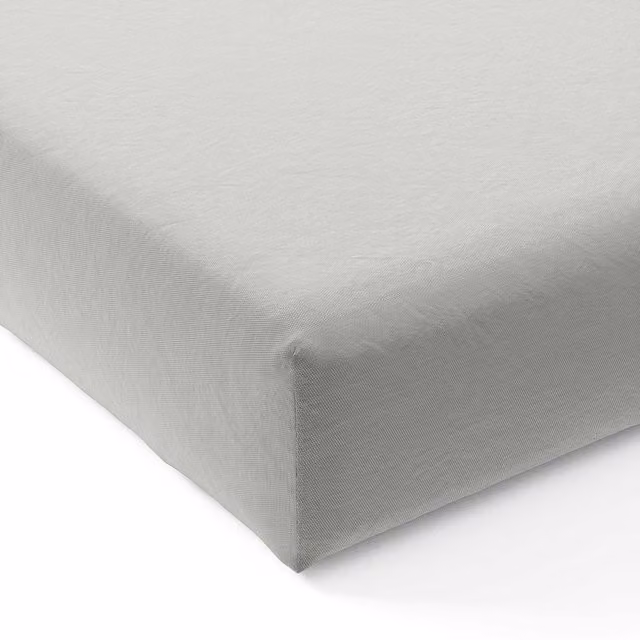 Bedeck of Belfast 200 Thread Count Grey Cotton Percale Single Fitted Sheet, W: 90 cm, L: 200 cm