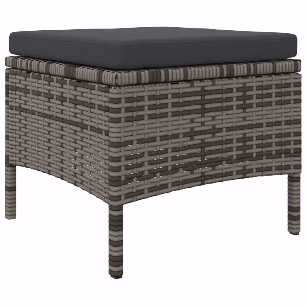 Berkfield Home Grey Rattan 2-Seater Garden Sofa Set with Coffee Table and Ottomans – 3