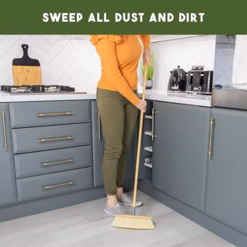 JVL Bamboo Indoor Sweeping Broom in Brown and Beige, Height: 128 cm – 2