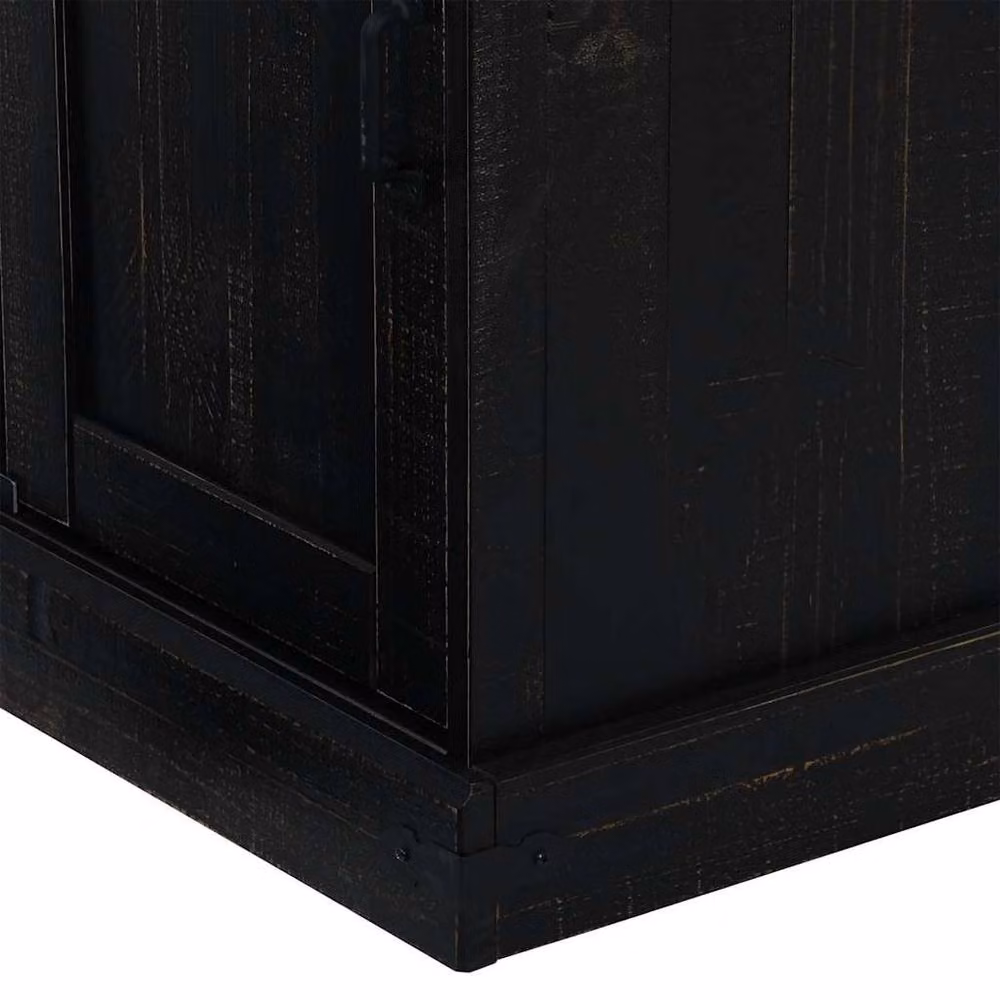 Berkfield Home HALDEN Sideboard with Sliding Door in Black Solid Pine Wood, W/D/H: 80 x 40 x 80 cm – 6
