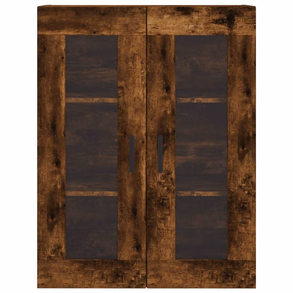 Berkfield Home Wall Mounted Smoked Oak Cabinet with Glass Doors in Brown, W/D/H: 69.5 x 34 x 90 cm – 6