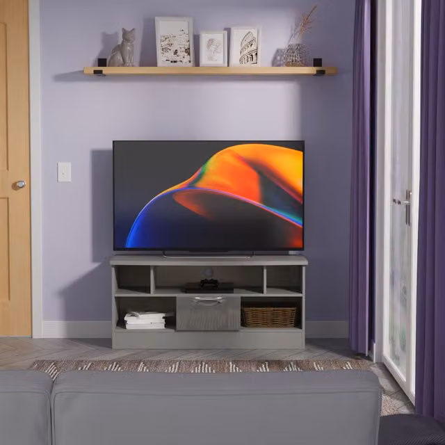 2 U Holborn Ready Assembled Modern 1 Drawer TV and Media Unit in Mid Grey – 1