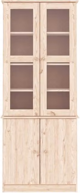 Berkfield Home ALTA Glass Display Cabinet in Solid Pine, Beige, W: 77 cm, D: 35 cm, H: 186.5 cm – 1
