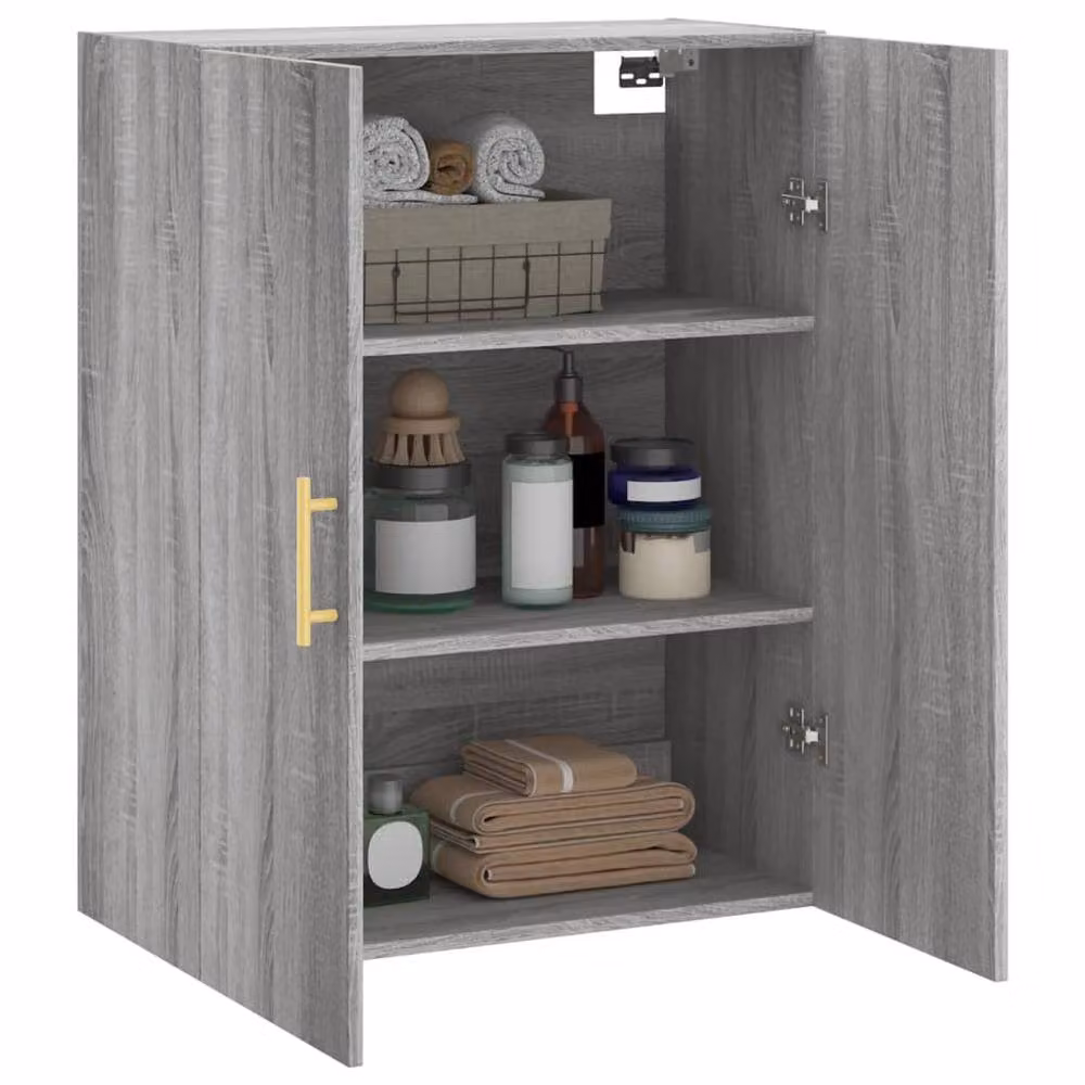 Berkfield Home Wall Mounted Cabinet in Grey, W: 69.5 cm, D: 34 cm, H: 90 cm – 2