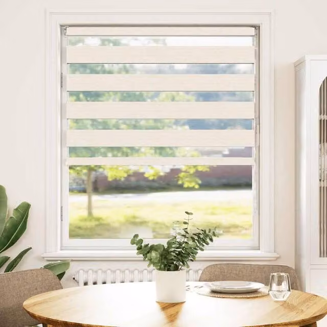 Berkfield Home Zebra Day and Night Blind in Marble Beige Polyester, W: 100 cm, H: 150 cm