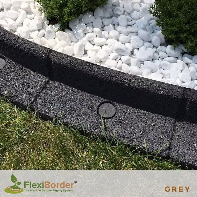 FlexiBorder Flexible Garden Edging, Grey, 6 x 1m Length