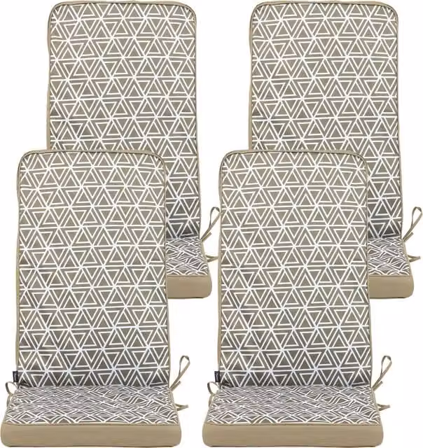 Bean Bag Bazaar High Back Seat Pad Triangle Geo in Olive Green