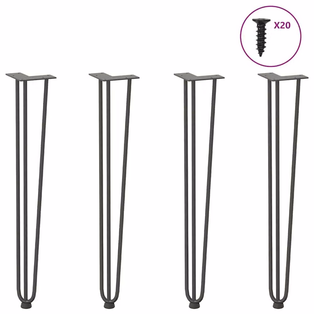 Berkfield Home Hairpin Table Legs, 4 Pieces, Anthracite, Solid Steel, Height: 72 cm – 2