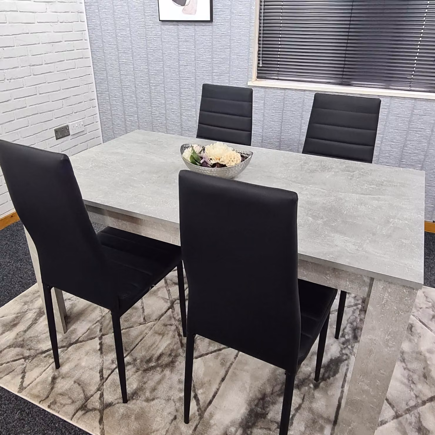 KOSY KOALA Modern Kitchen Dining Table and 4 Chairs Set in Grey and Black – 3
