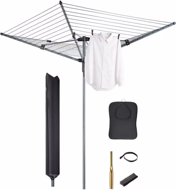 Nordara 30M Collapsible Rotary Washing Line in Grey, W/D/H: 100 x 15 x 15 cm