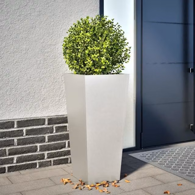 Berkfield Home Stainless Steel Garden Planter Tub in Black, W/D/H: 35 x 35 x 75 cm