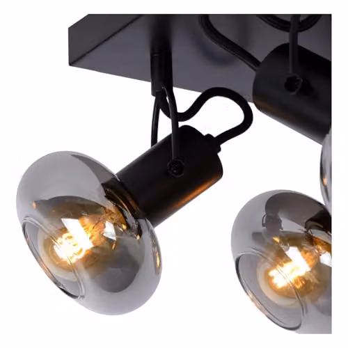 Lucide Madee Black Metal Ceiling Spotlight with 4 x E14 Dimmable LED Lamps – 3