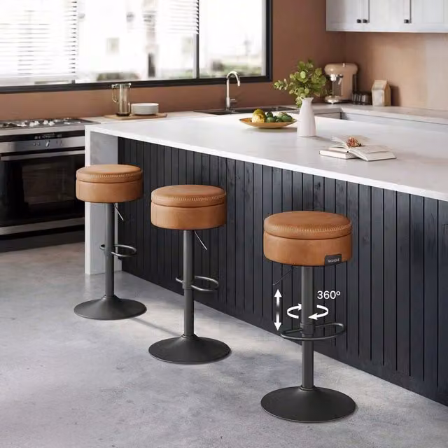 VASAGLE Swivel Bar Stool with Storage in Bronze, Black and Brown