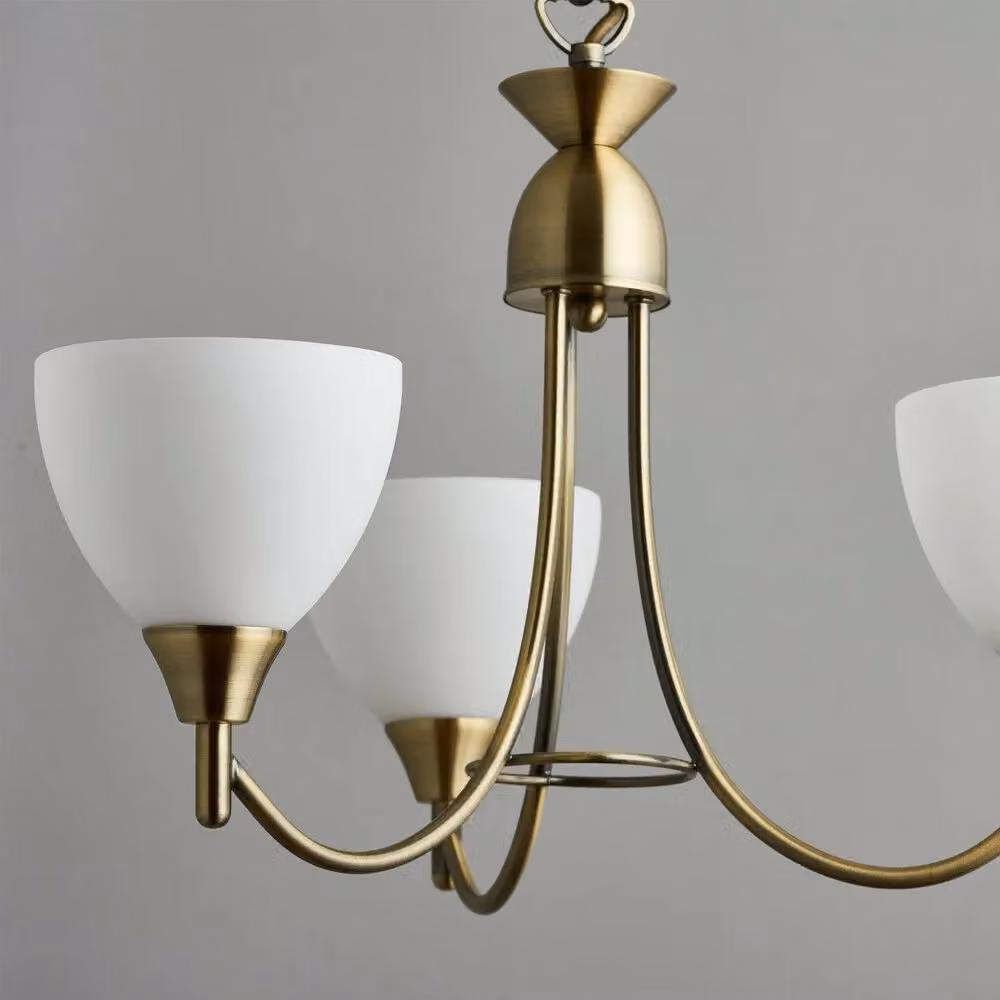 Loops 3-Light Hanging Ceiling Pendant Light in Antique Brass and Glass – 2