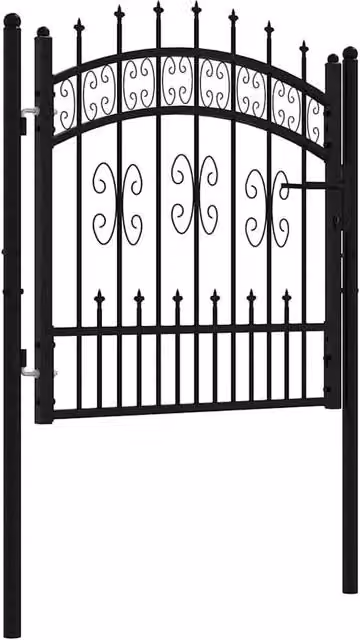 Berkfield Home Spear Top Fence Gate, Black Powder-coated Steel, W: 103 cm, H: 150 cm