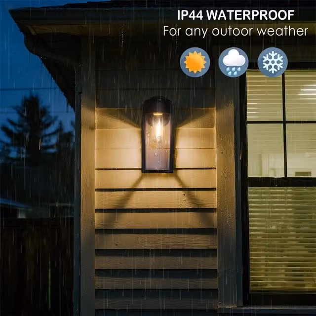 Bright Zeal 2 Piece Black Retro Solar Outdoor Wall Lights with Warm White Glass Lenses