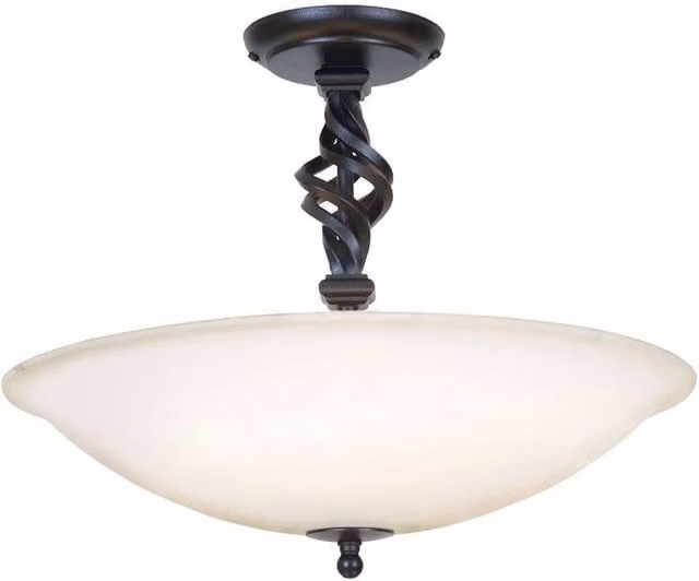 Elstead Pembroke 3 Light Semi Flush Ceiling Light in Black with E14 Fittings