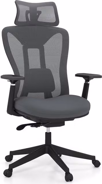 Gymax Ergonomic Grey Mesh Executive Office Chair with Headrest and Seat Depth Adjustment