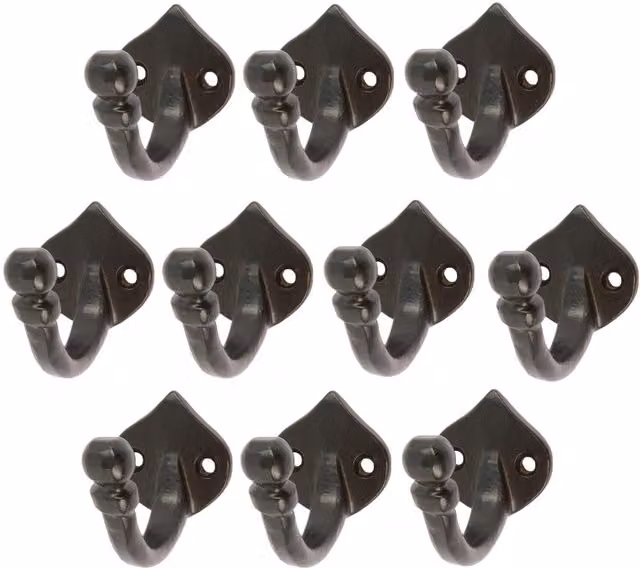 Hammer and Tongs Matt Black Powder-Coated Iron Arrow Head Hook, Pack of 10, W: 3.5 cm, H: 4 cm