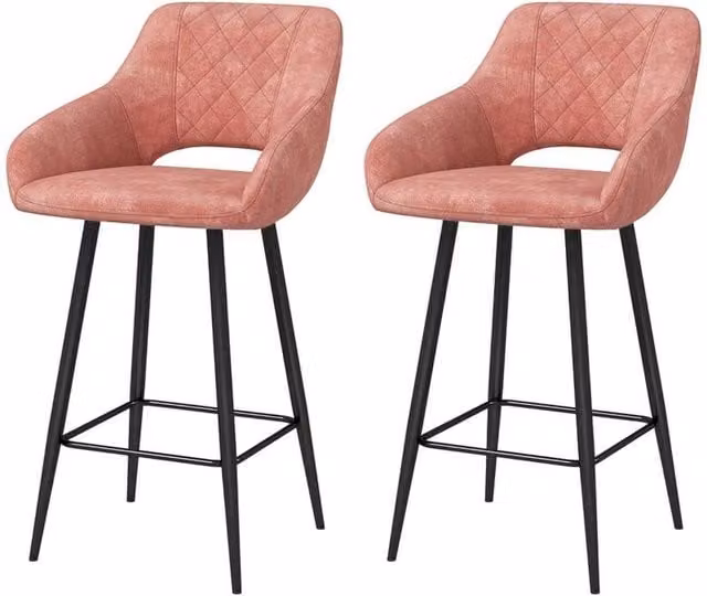 Chilli Seating Set of 2 Pink Velvet Armless Button-Tufted Bar Chairs
