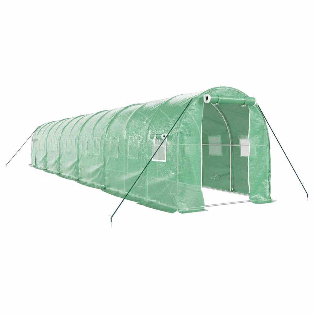 Berkfield Home Green Freestanding Steel Frame Greenhouse with Plastic Windows, W/D/H: 12 x 2 x 2 m – 2