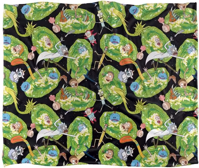 Rick & Morty Portal Mayhem Super Soft Microfibre Throw Blanket, Multicolour, W: 152 cm, D: 127 cm – 5