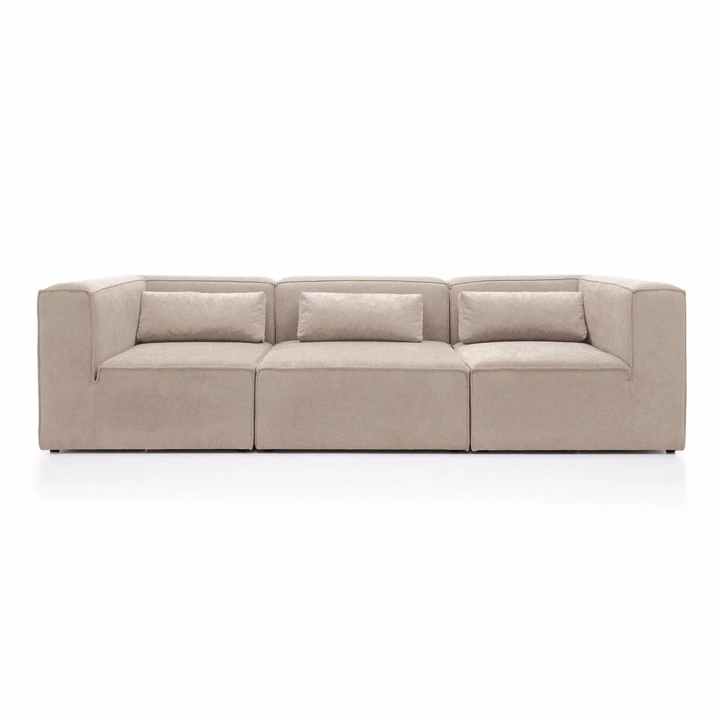 Abakus Direct Doris 4 Seater Sofa in Beige Cord Fabric, W/D/H: 282 x 94 x 73 cm – 2