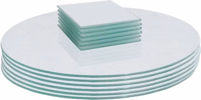 Harbour Housewares 12-Piece White Round Glass Placemats and Square Coasters, Diameter: 30 cm