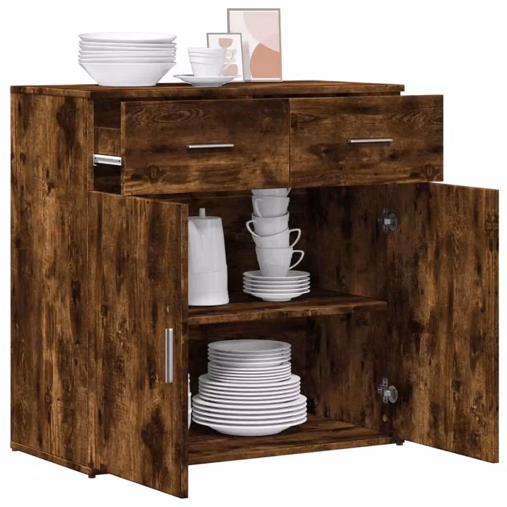 Berkfield Home Smoked Oak Sideboard in Brown, W/D/H: 79 x 38 x 80 cm – 3