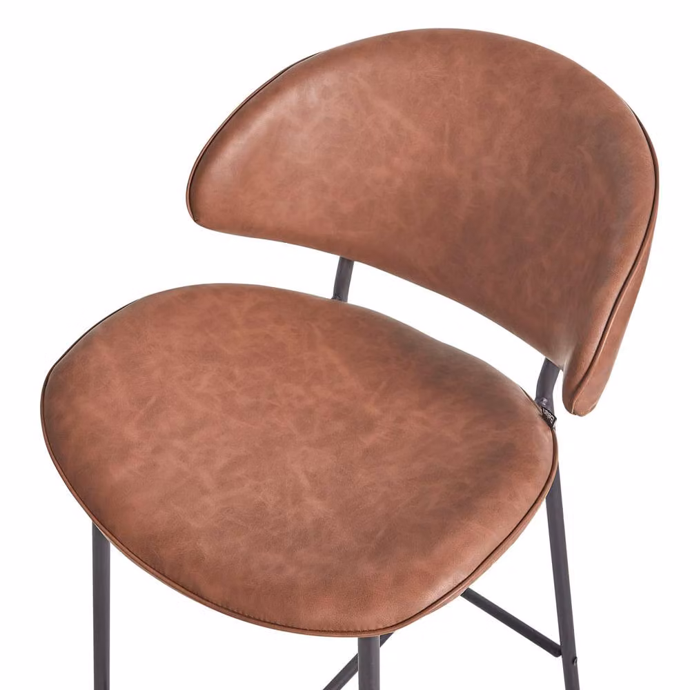 Wyld and Coco Set of 2 Brown Faux Leather Bar Chairs – 3