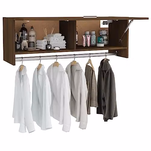vidaXL Modern Brown Wardrobe with Hinged Doors and Hanging Rod, W/D/H: 100 x 32.5 x 35 cm – 3