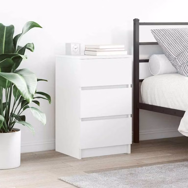 Berkfield Home Durable Bedside Cabinets with 3 Drawers, 2 Pack, White, W/D/H: 39 x 35 x 65 cm