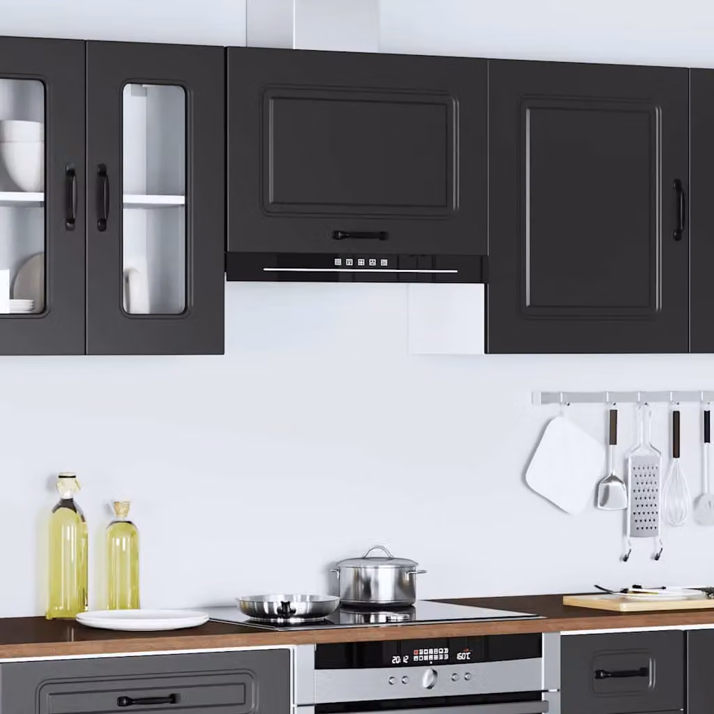 Berkfield Home Kalmar Modern Matt Black Kitchen Wall Cabinet – 3