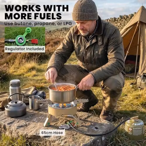 Outsunny High Power Gas Camping Stove in Khaki with Stainless Steel Components – 7