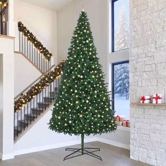 Berkfield Home Green PVC Christmas Tree with Decorative String Lights, Height: 400 cm – 1