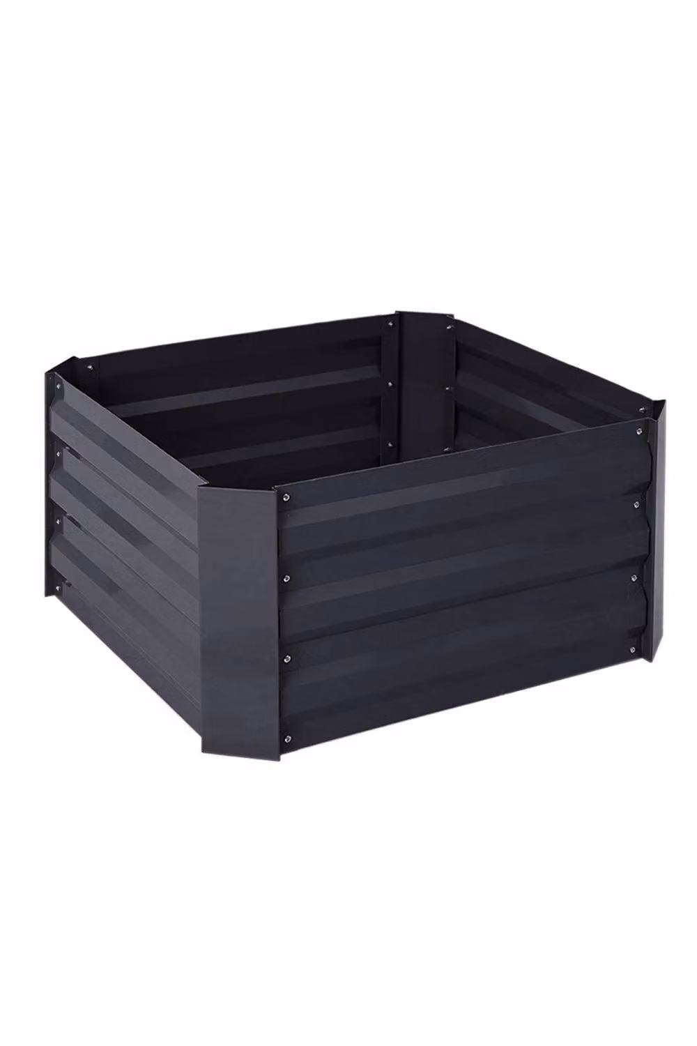 H&O Direct Grey Galvanised Steel Raised Garden Bed Planter Box, W: 100 cm, D: 100 cm, H: 30 cm – 3