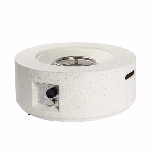 Teamson Home Round Propane Gas Fire Pit Table in Ivory Terrazzo Finish with Electronic Ignition and Weather Cover, Diameter: 71.12 cm – 1
