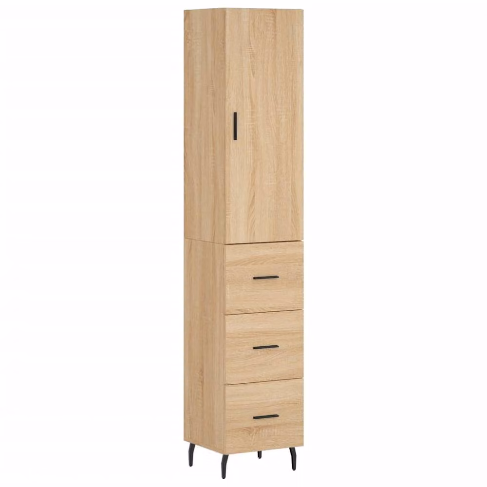 Berkfield Home Sonoma Oak Highboard in Light Oak, W/D/H: 34.5 x 34 x 180 cm – 3