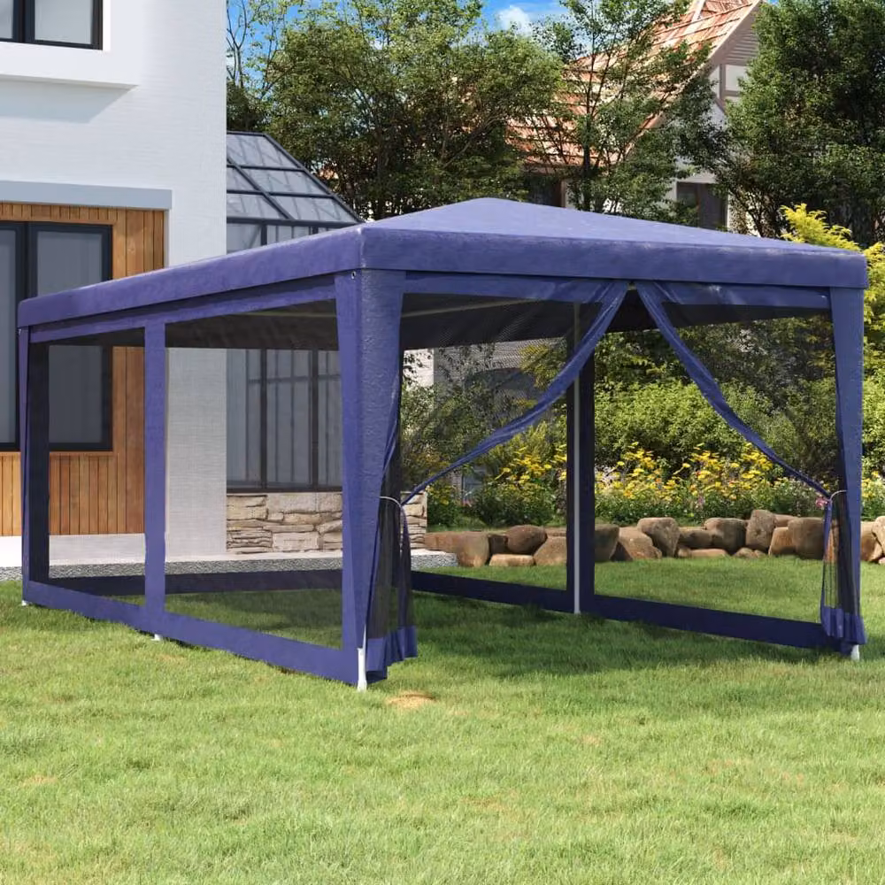 Berkfield Home Party Tent with 6 Mesh Sidewalls, Blue, W: 6 m, D: 3 m – 2