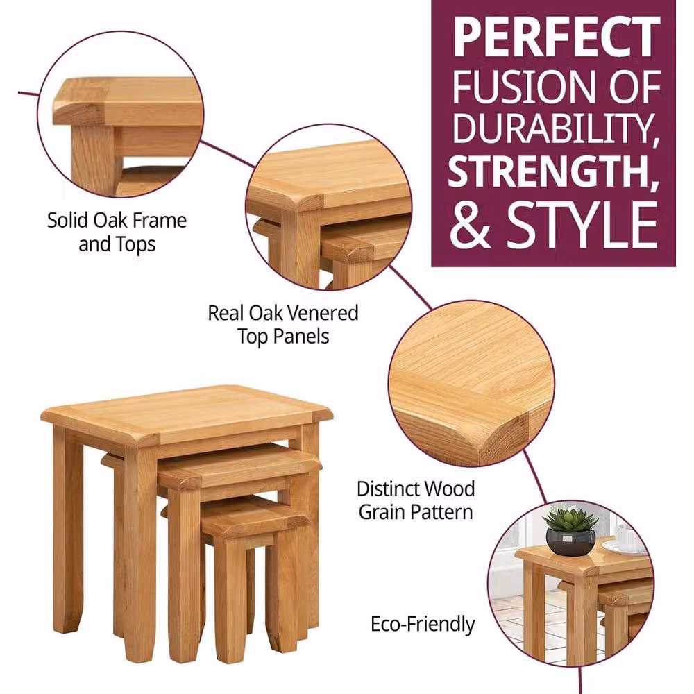 FORGEVIO Nest of Tables in Light Oak Wood with Rustic Finish – 2