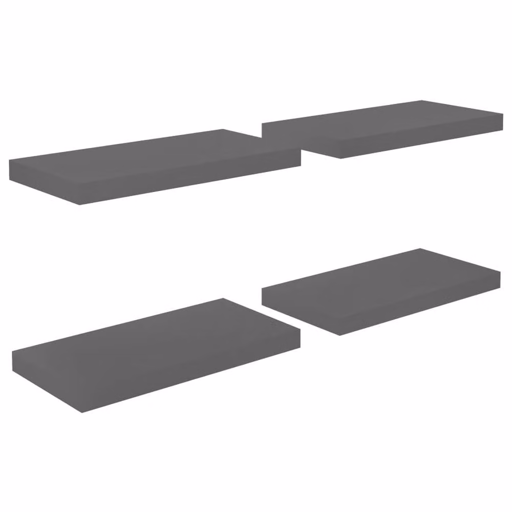 Berkfield Home Set of 4 Durable Floating Wall Shelves in High Gloss Grey, W/D/H: 50 x 23 x 3.8 cm – 3