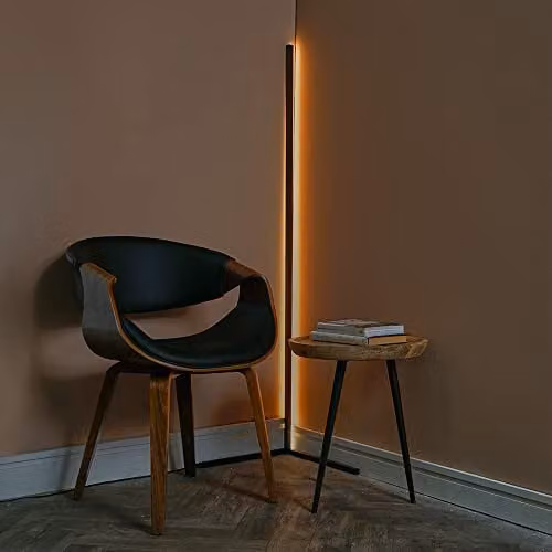 MiniSun Modern 25W LED Tri-Bar Black Corner Floor Lamp with 3000K Warm White Light, H 140 cm x W 36.8 cm x D 36.8 cm – 1