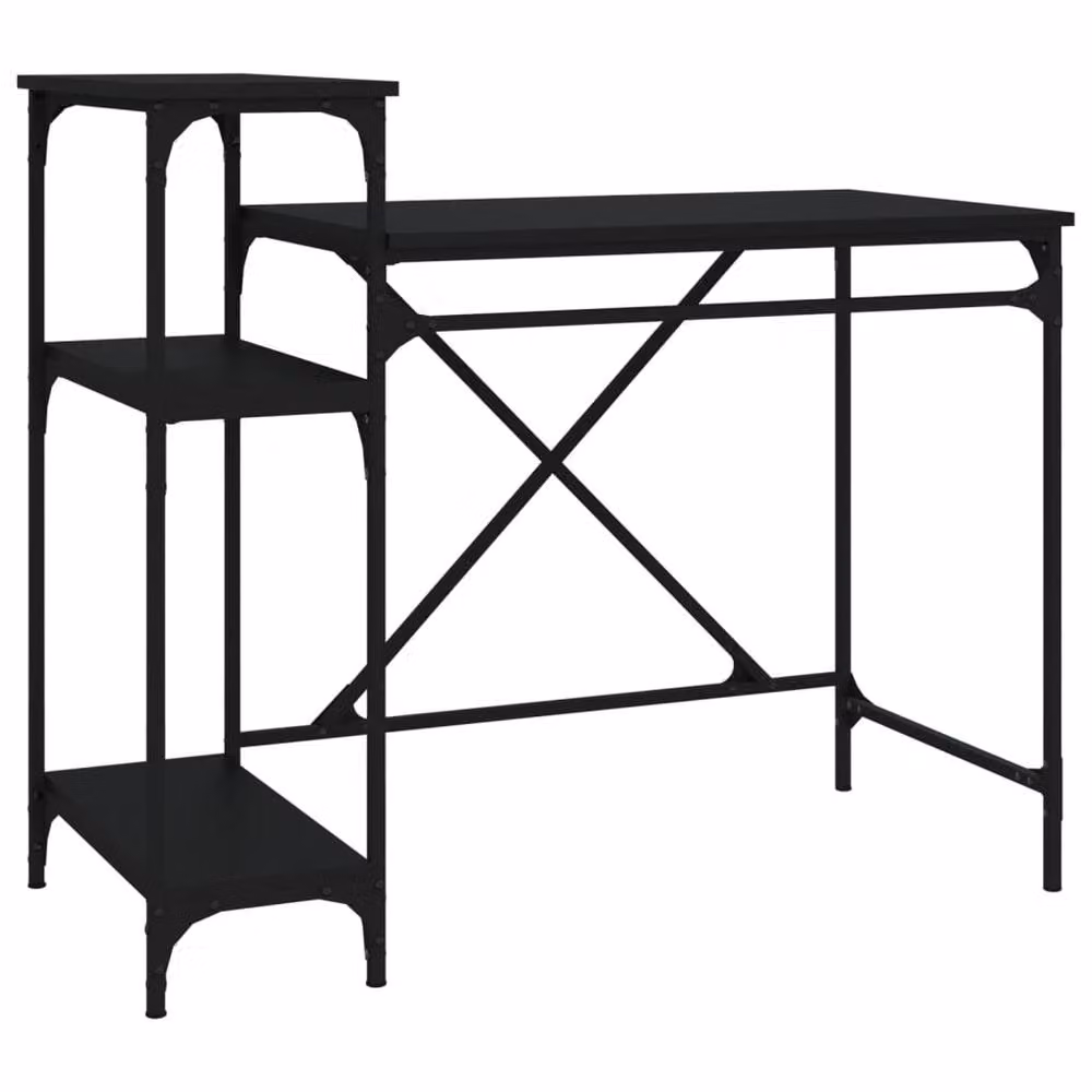 Berkfield Home Charming Writing Desk with Shelves in Black, W/D/H: 105 x 50 x 90 cm – 2