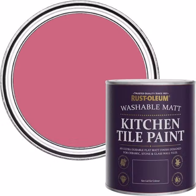 Rust-Oleum Matt Kitchen Tile Paint, Raspberry Ripple Pink, 0.75 l – 1