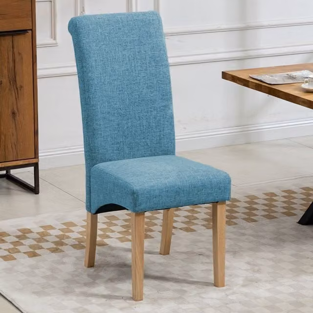 Artemis Home Set of 2 Rimini Fabric Dining Chairs in Petrol Blue