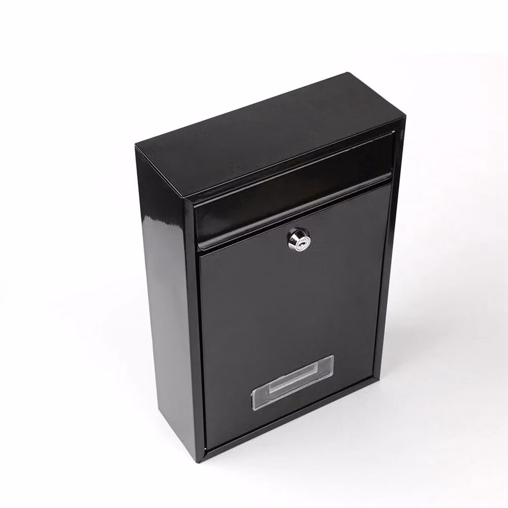 VOGREX Lockable Wall Mounted Iron Letterbox in Black, W/D/H: 32.0 x 21.5 x 8.5 cm – 2